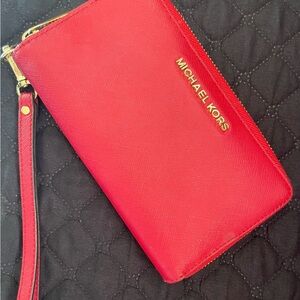Michael Kors Scarlet Wristlet with Gold Accents